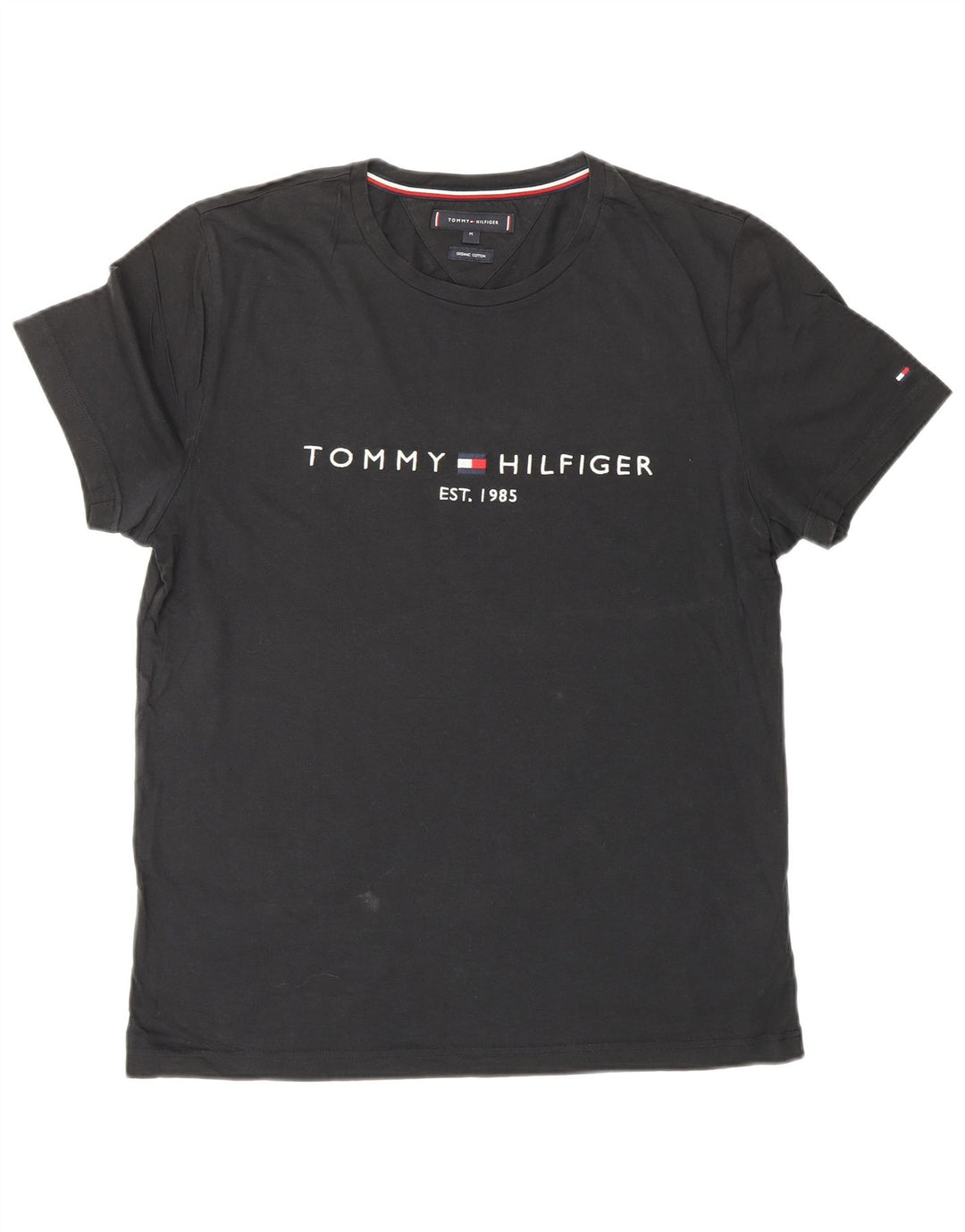 Tommy Hilfiger Mens Graphic T-Shirt Top Medium Black Cotton