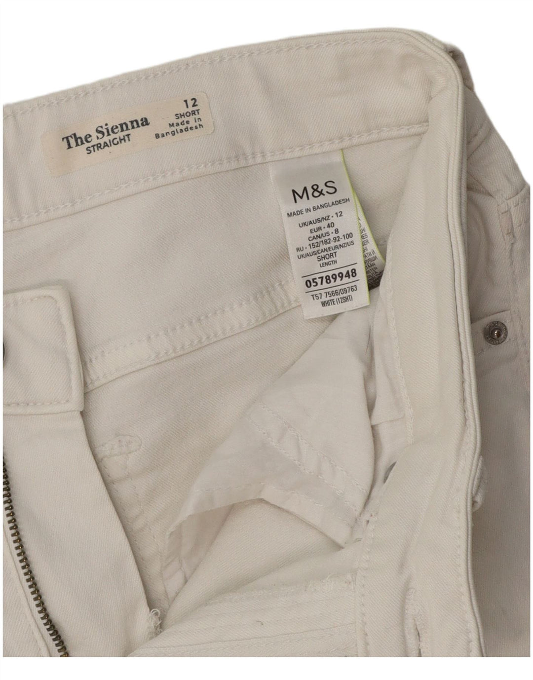 Marks & Spencer Womens The Sienna Straight Jeans UK 12 Medium W30 L26 White