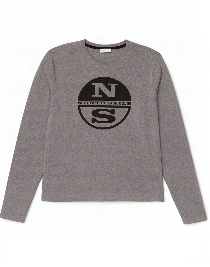 North Sails Mens Graphic Top Long Sleeve Small Grey Flecked Cotton