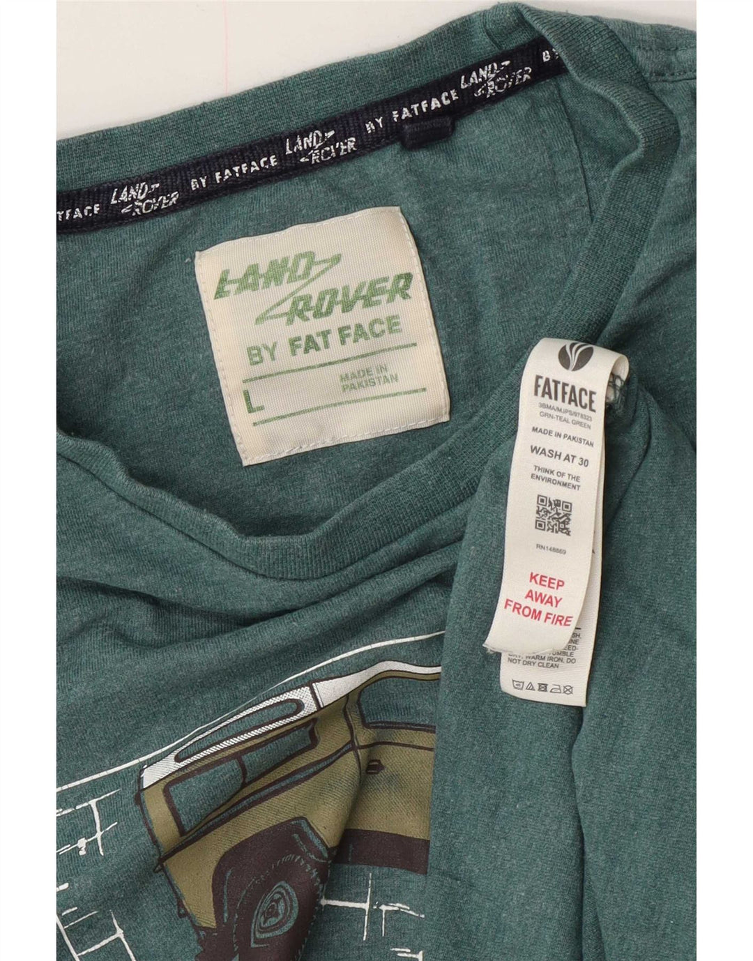 Fat Face Mens Graphic T-Shirt Top Large Green Cotton