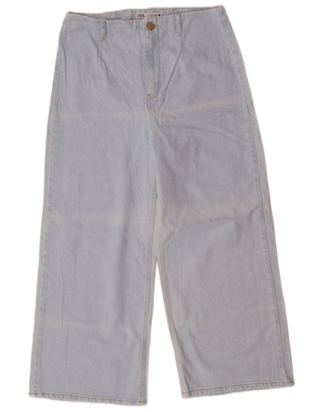 Zara Womens High Waist Wide Leg Jeans EU 42 Large W32 L26 Blue Classic