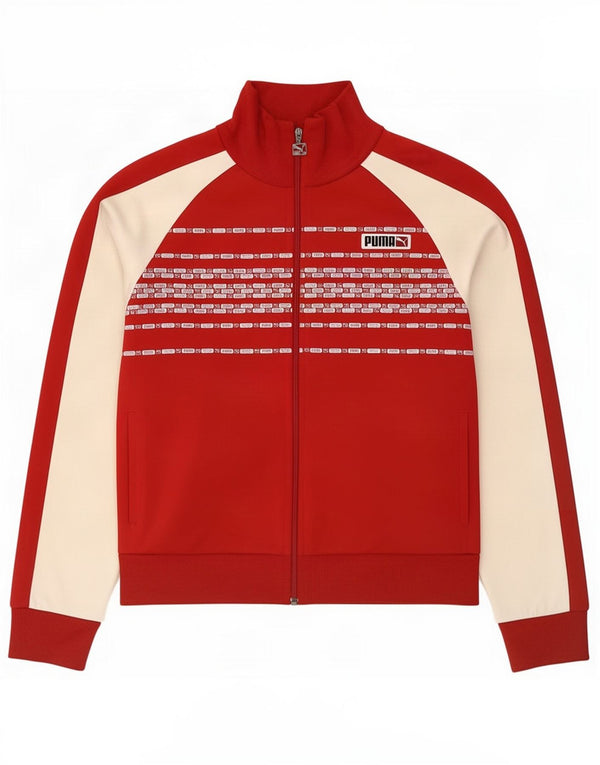 Puma Mens Graphic Tracksuit Top Jacket Large Red Colourblock Cotton