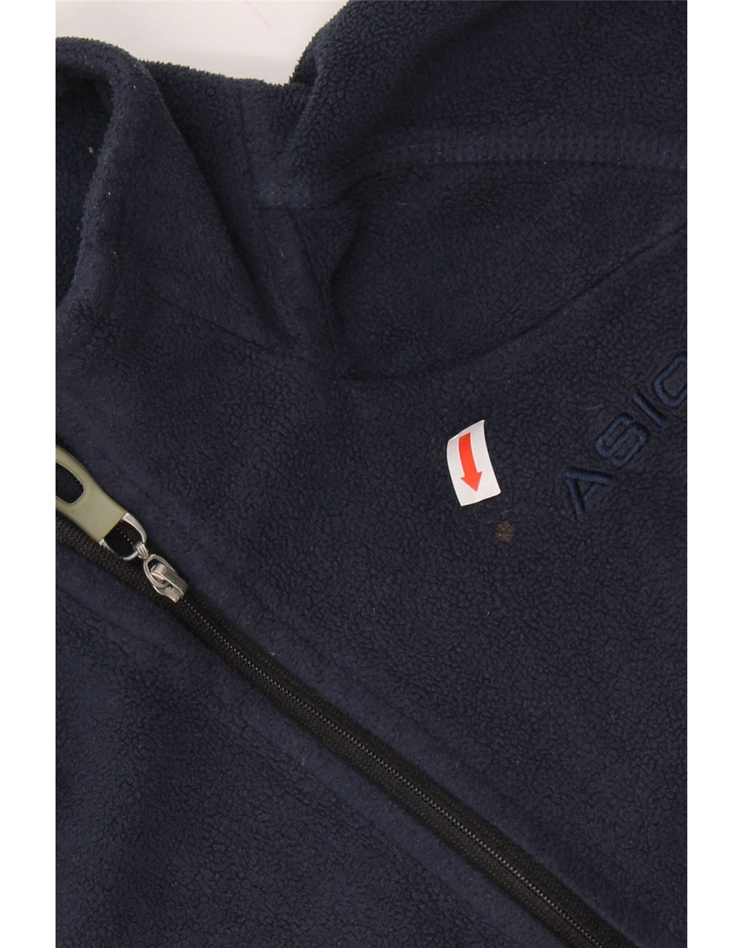 ASICS Mens Zip Neck Fleece Jumper XL Navy Blue Colourblock Polyester Vintage Asics and Second-Hand Asics from Messina Hembry 