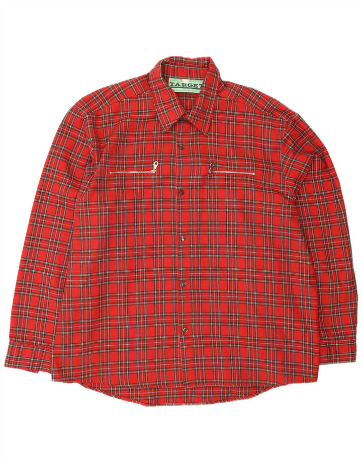 VINTAGE Mens Flannel Shirt 2XL Red Check