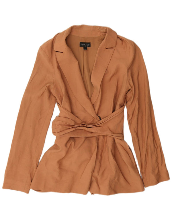 Topshop Womens Blazer Jacket UK 8 Small Beige Viscose
