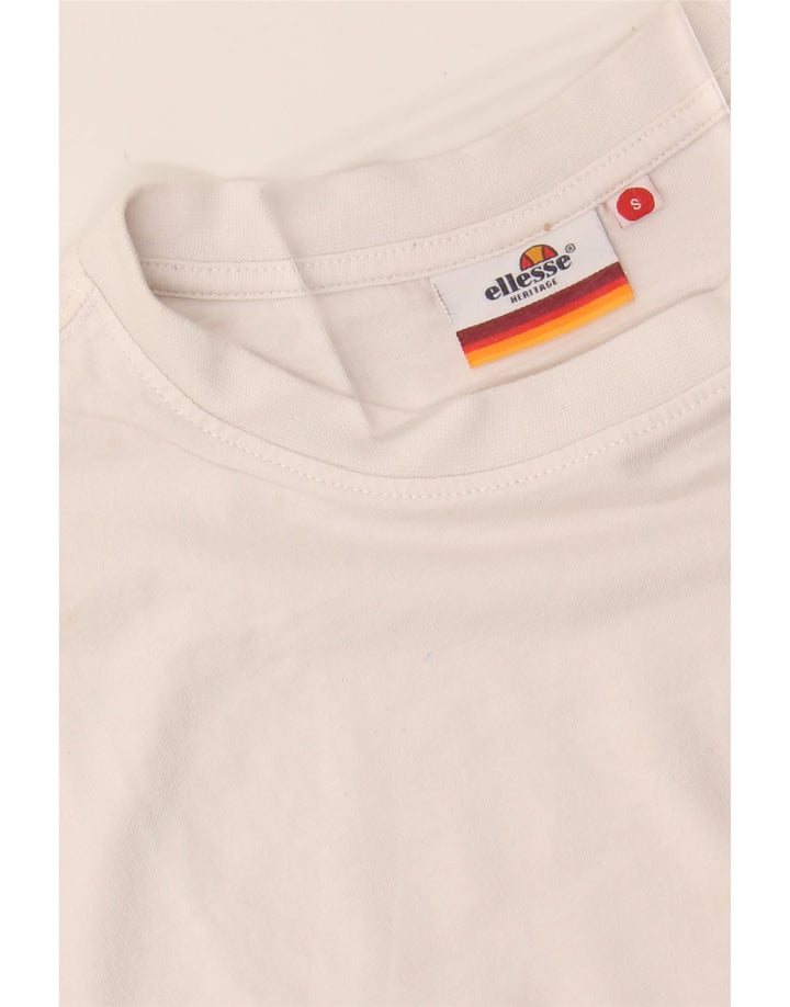 ELLESSE Mens Heritage T-Shirt Top Small White Colourblock Cotton Vintage Ellesse and Second-Hand Ellesse from Messina Hembry 