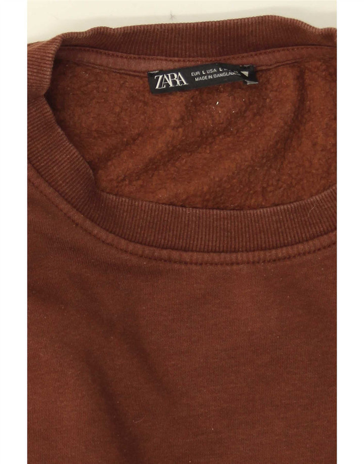 Zara Womens Sweatshirt Jumper UK 16 Large Brown