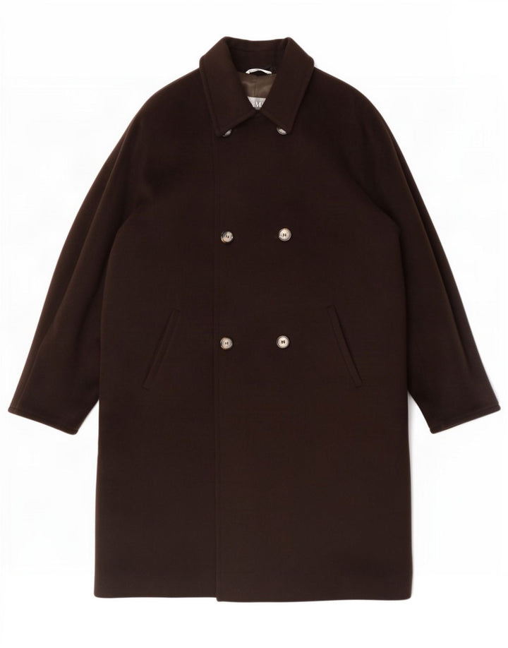Max Mara Womens Oversized Double Breasted Coat UK 16 Large Brown