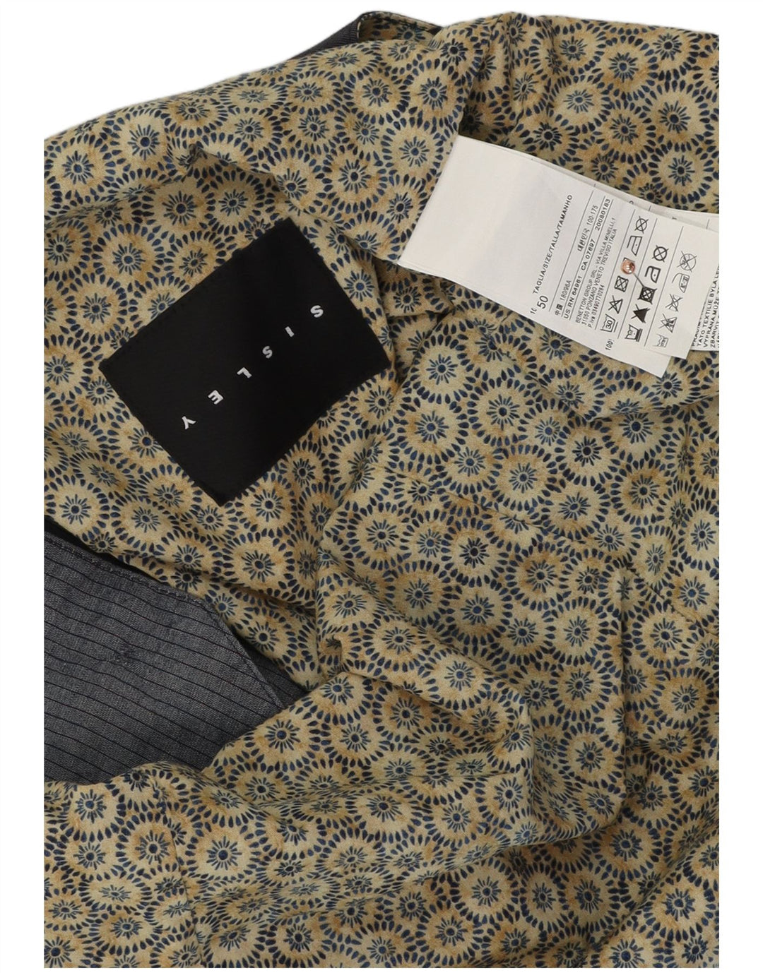 Sisley Mens Waistcoat IT 50 Medium Blue Pinstripe Cotton