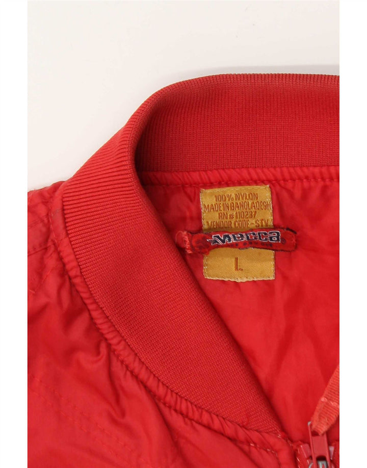 Vintage Mens Bomber Jacket UK 40 Large Red Nylon