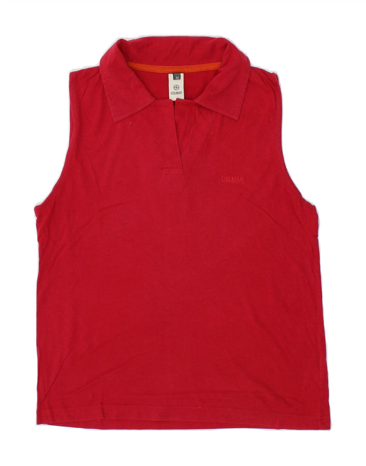 COLMAR Womens Sleeveless Polo Shirt UK 12 Medium Red Cotton Vintage Colmar and Second-Hand Colmar from Messina Hembry 