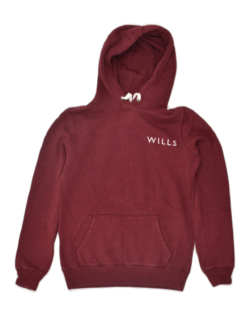 JACK WILLS Womens Graphic Hoodie Jumper UK 6 XS  Burgundy Cotton | Vintage Jack Wills | Thrift | Second-Hand Jack Wills | Used Clothing | Messina Hembry 