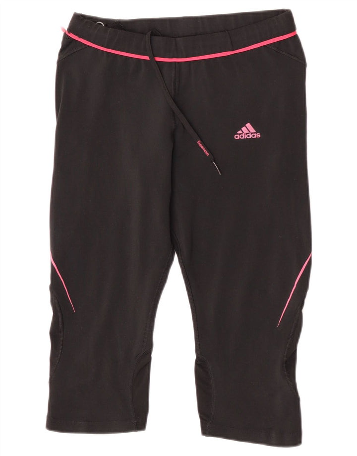 Adidas Womens Climacool Capri Leggings UK 12 Medium Black Polyester