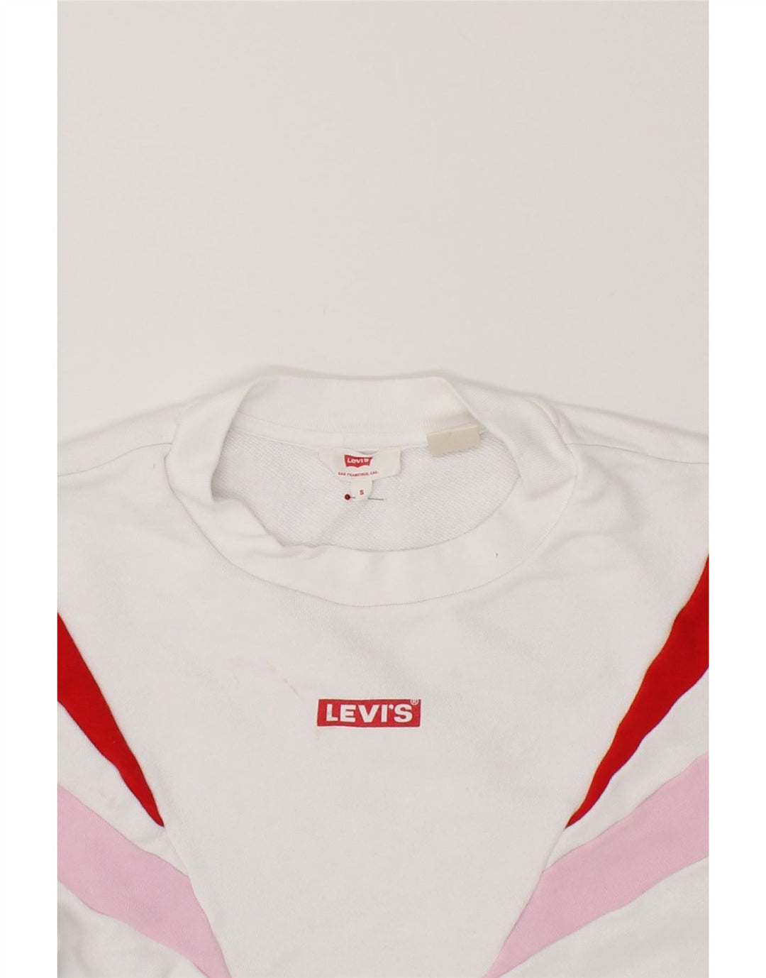 LEVI'S Womens Oversized Crop Sweatshirt Jumper UK 10 Small White Vintage Levi's and Second-Hand Levi's from Messina Hembry 