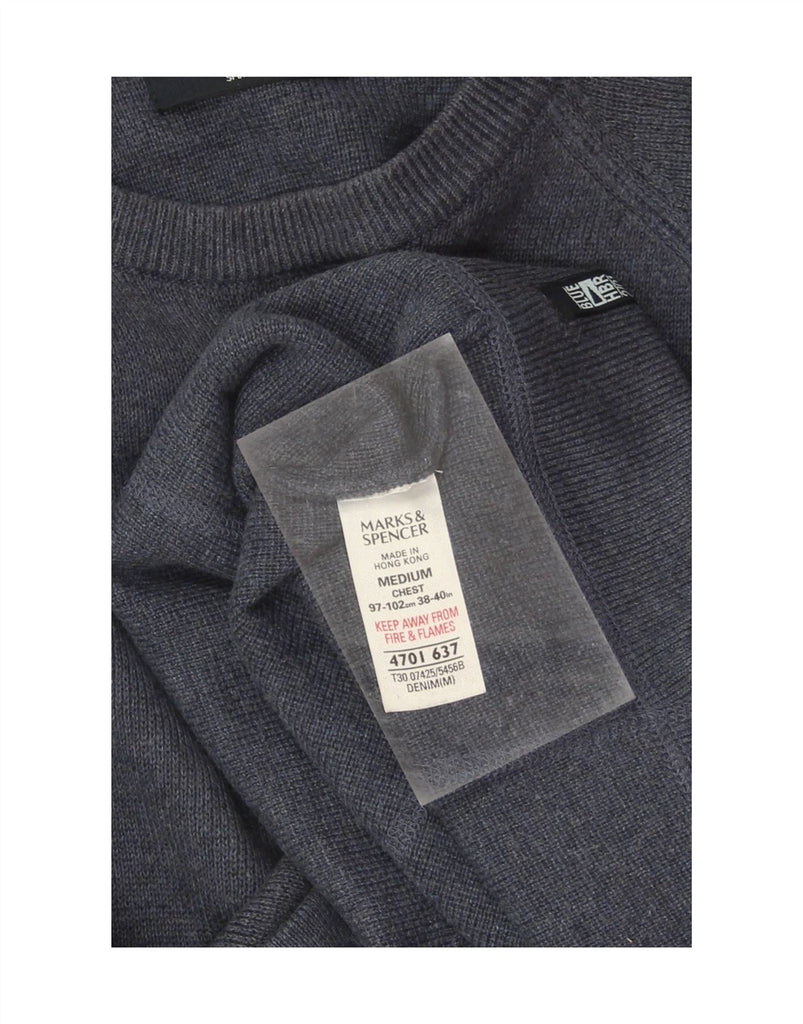 MARKS & SPENCER Mens Crew Neck Jumper Sweater Medium Navy Blue Vintage Marks & Spencer and Second-Hand Marks & Spencer from Messina Hembry 
