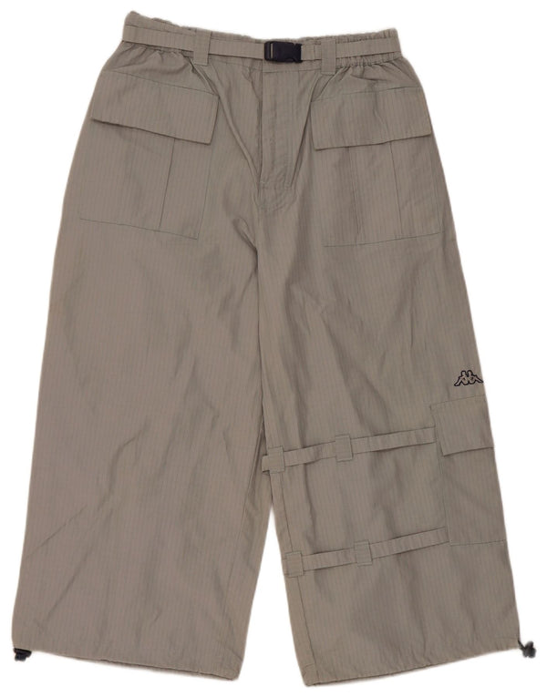 Kappa Womens Loose Fit Capri Cargo Trousers XL W34 L21 Grey Check Cotton