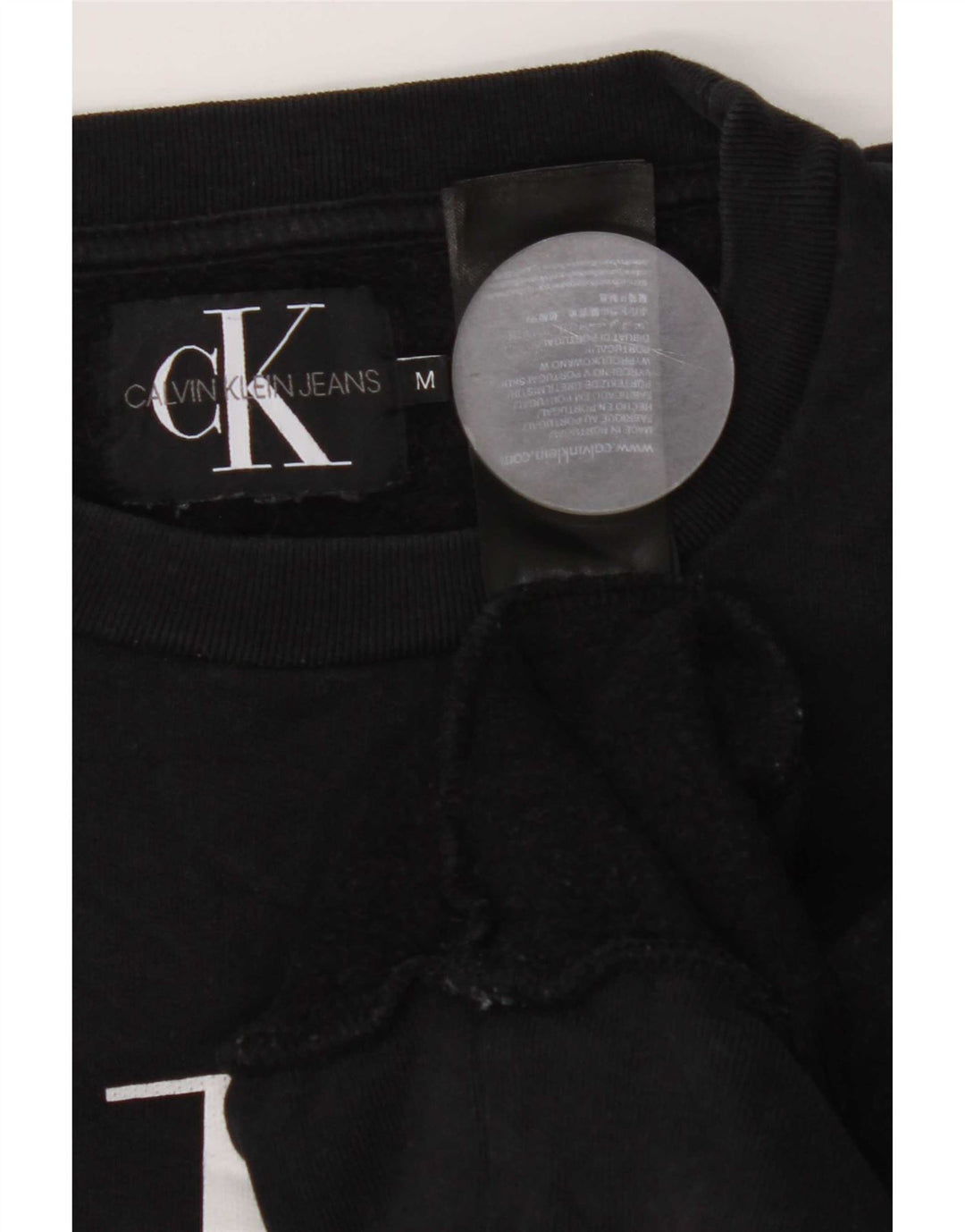 Calvin Klein Jeans Mens Graphic Sweatshirt Jumper Medium Black Cotton
