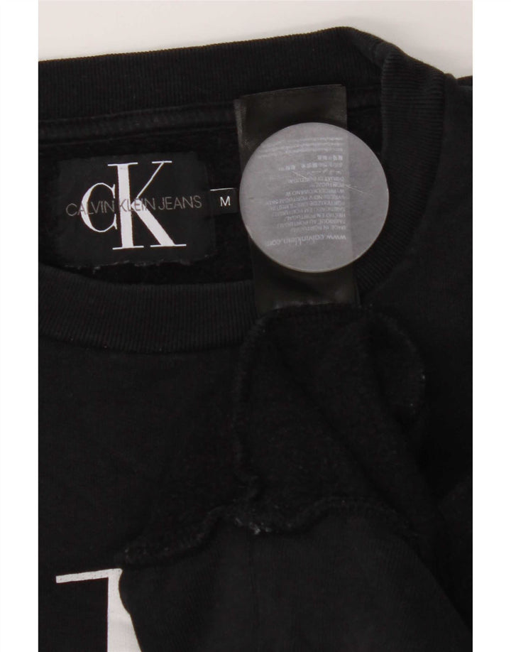 Calvin Klein Jeans Mens Graphic Sweatshirt Jumper Medium Black Cotton