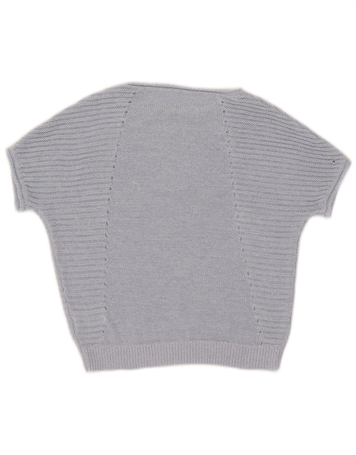 Phase Eight Womens Short Sleeve Boat Neck Jumper Sweater UK 14 Medium Blue