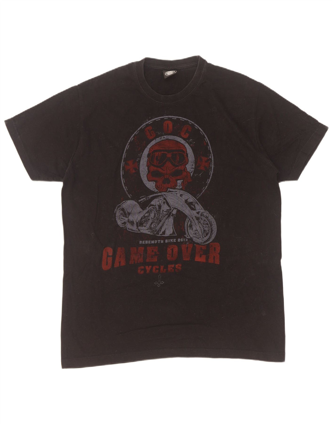 Vintage Mens Graphic T-Shirt Top Large Black Cotton