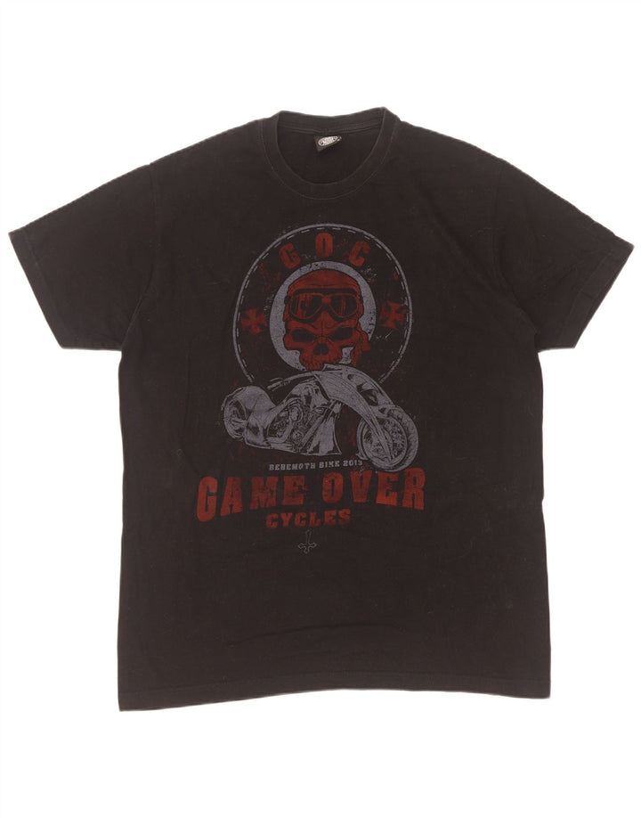 Vintage Mens Graphic T-Shirt Top Large Black Cotton