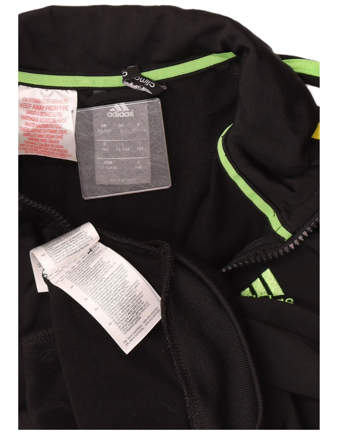 Adidas Boys Climalite Tracksuit Top Jacket 13-14 Years Black Polyester