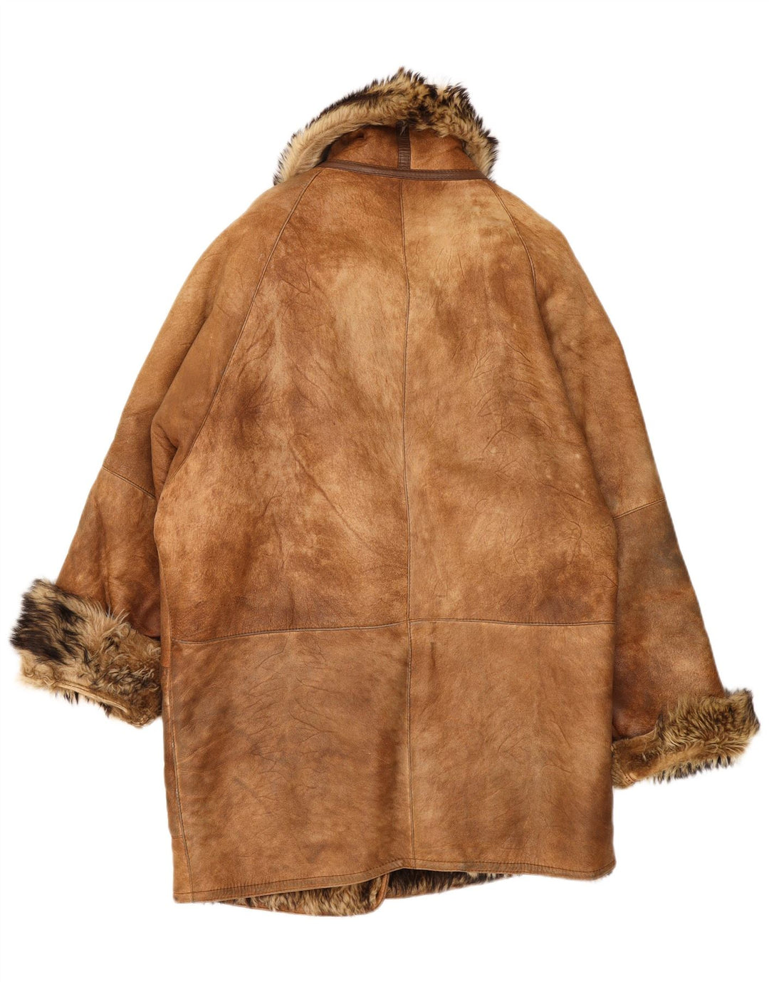 Mabrun Womens Oversized Shearling Coat IT 44 Medium Brown Shearling