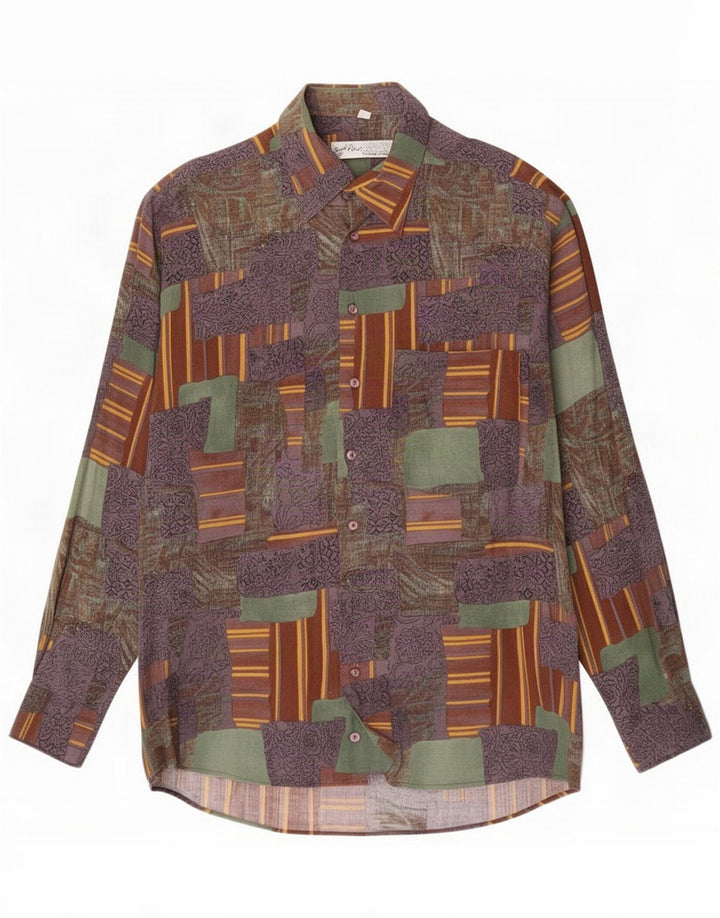 Angelo Litrico Mens Shirt Large Multicoloured Patchwork Viscose