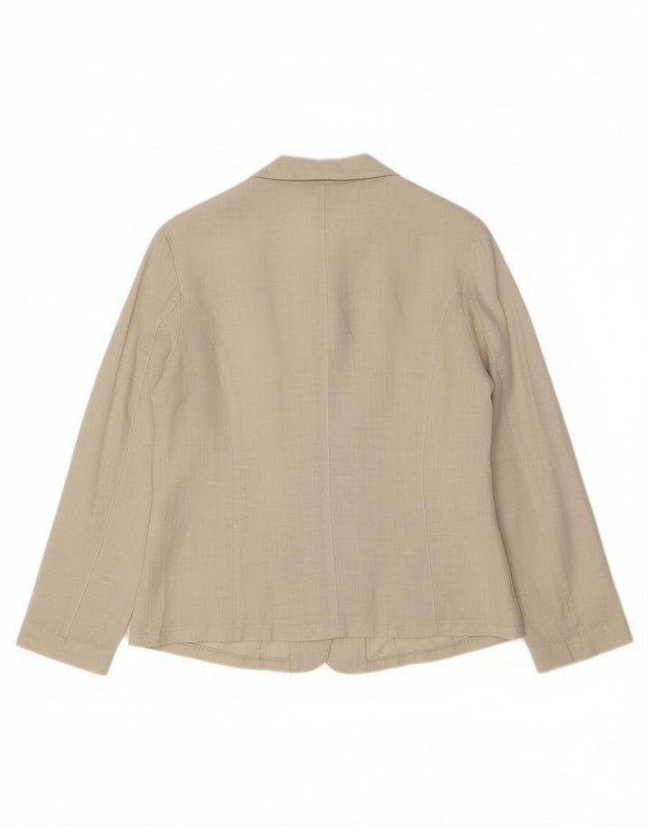 Vintage Womens Shirt Blouse UK 14 Medium Beige Linen
