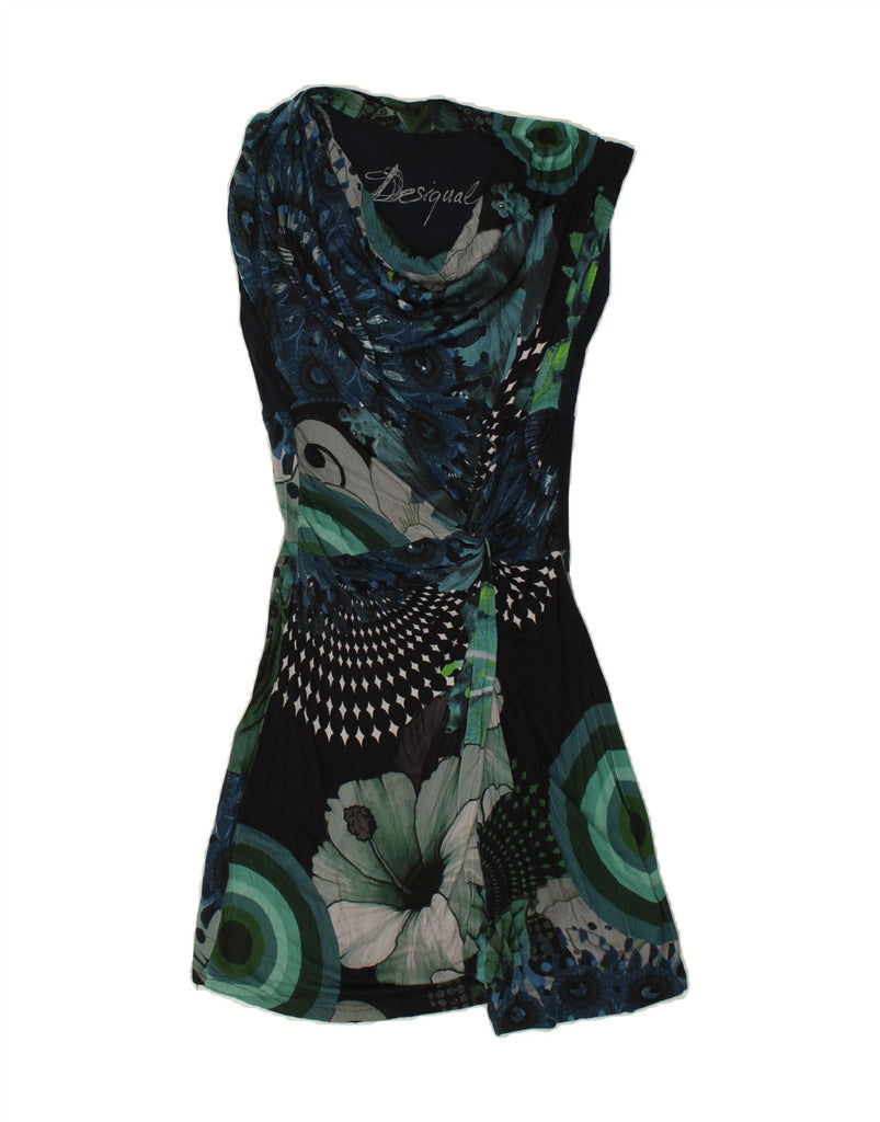 DESIGUAL Womens Sleeveless Wrap Dress UK 14 Large Multicoloured Floral | Vintage Desigual | Thrift | Second-Hand Desigual | Used Clothing | Messina Hembry 