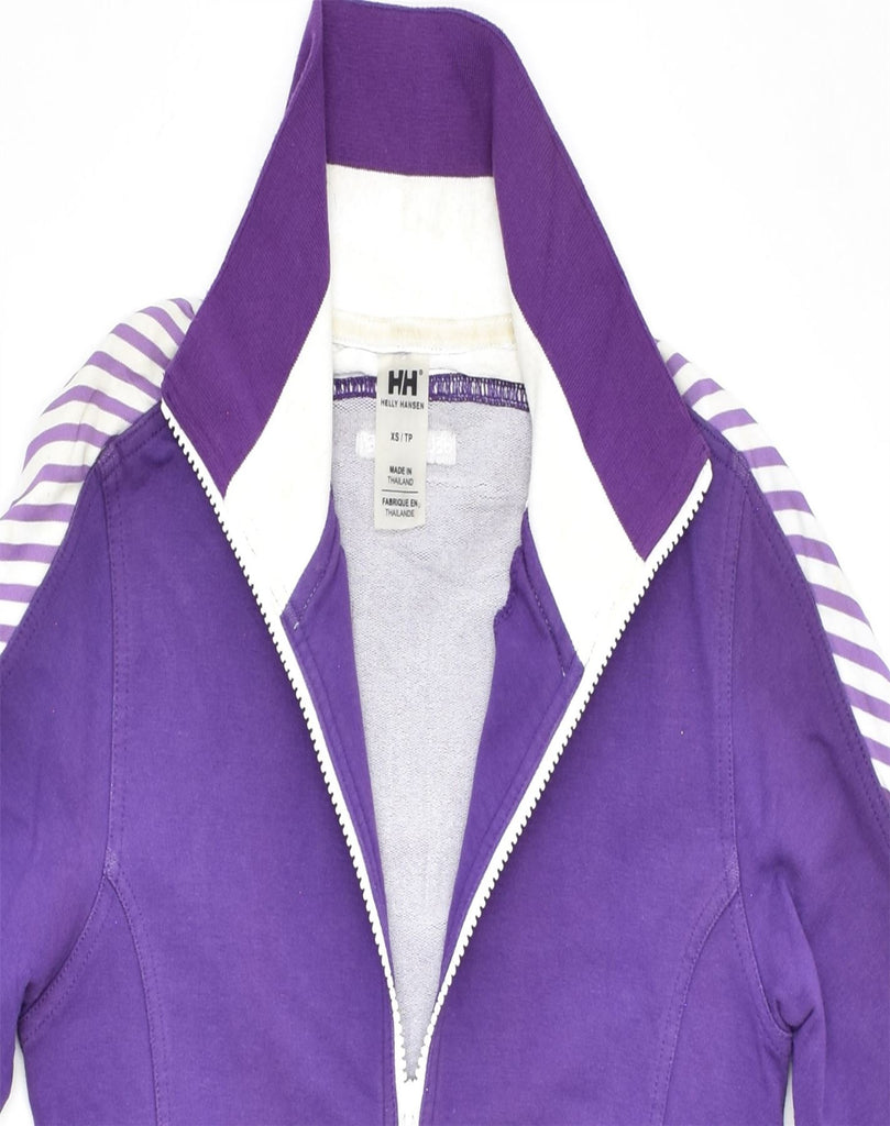 HELLY HANSEN Womens Tracksuit Top Jacket UK 6 XS Purple Cotton | Vintage | Thrift | Second-Hand | Used Clothing | Messina Hembry 