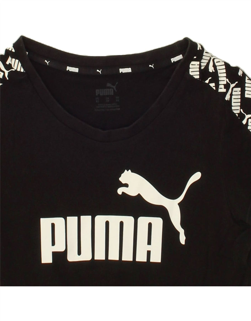 PUMA Womens Graphic T-Shirt Top UK 6 XS Black | Vintage Puma | Thrift | Second-Hand Puma | Used Clothing | Messina Hembry 