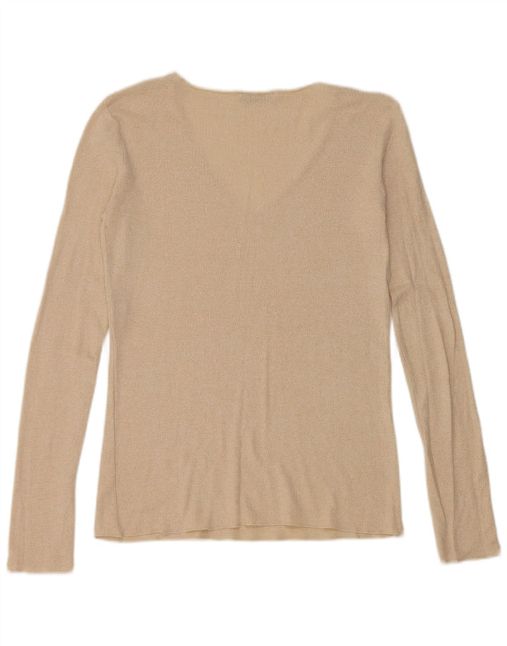 Zara Womens Top Long Sleeve UK 10 Small Beige