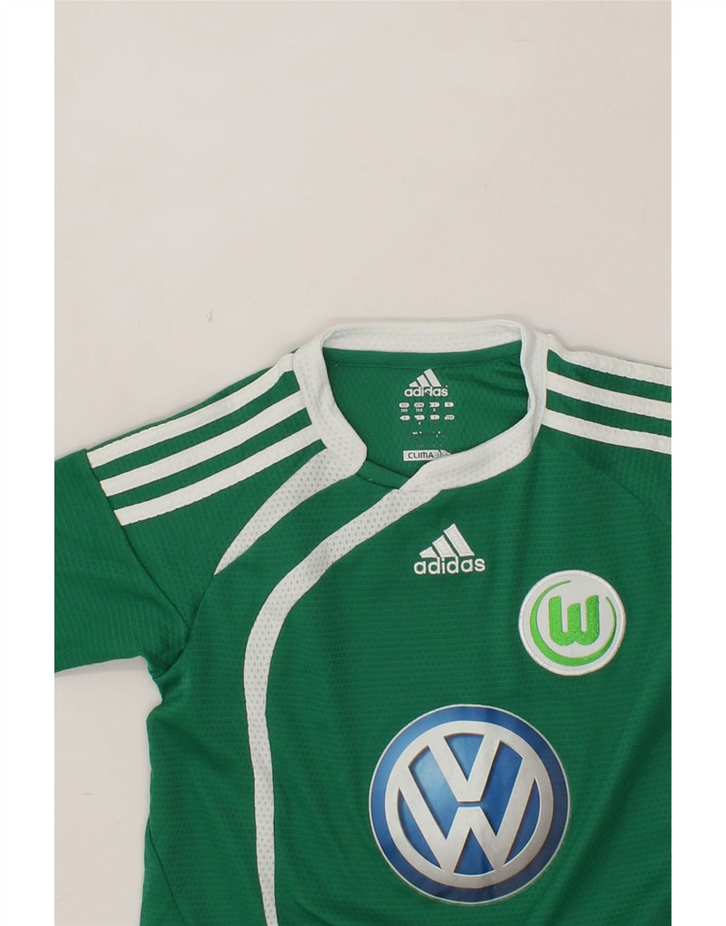 ADIDAS Boys Clima 365 Graphic T-Shirt Top 7-8 Years 3XS Green Colourblock Vintage Adidas and Second-Hand Adidas from Messina Hembry 