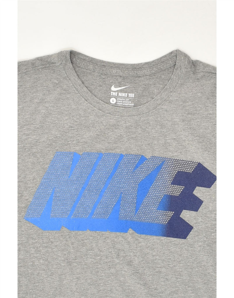 NIKE Mens Athletic Cut Graphic T-Shirt Top Large Grey Cotton | Vintage Nike | Thrift | Second-Hand Nike | Used Clothing | Messina Hembry 