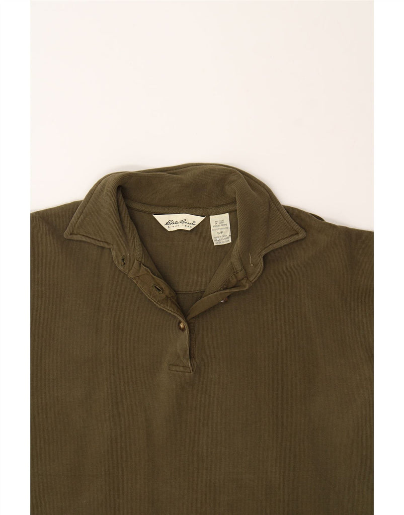 EDDIE BAUER Womens Oversized Long Sleeve Polo Shirt UK 10 Small Brown Vintage Eddie Bauer and Second-Hand Eddie Bauer from Messina Hembry 
