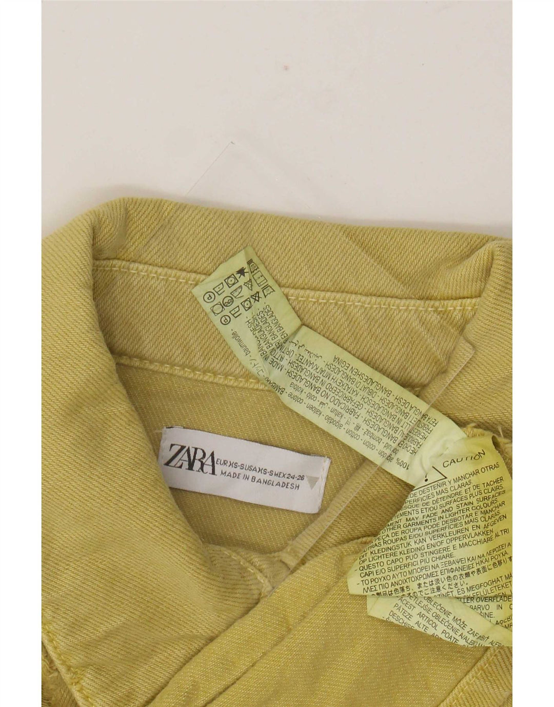 Zara Womens Oversized Utility Jacket UK 6 XS Yellow Cotton