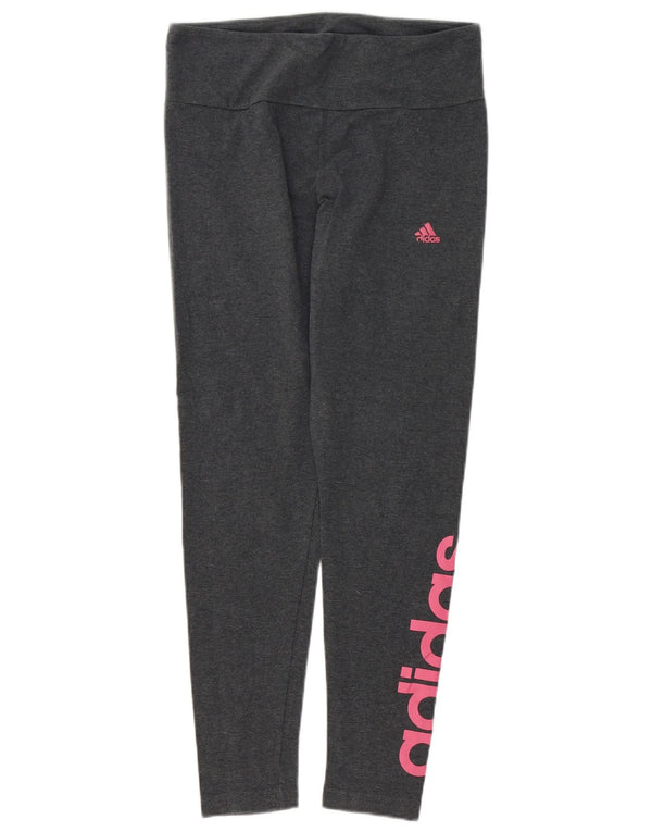 Adidas Womens Graphic Leggings UK 16/18 Large Grey Cotton