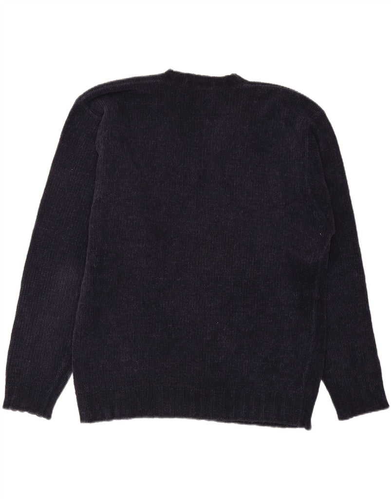 MARKS & SPENCER Mens V-Neck Jumper Sweater Medium Navy Blue Cotton Vintage Marks & Spencer and Second-Hand Marks & Spencer from Messina Hembry 