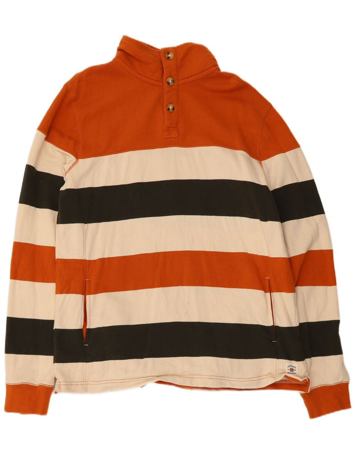 Fat Face Mens Button Neck Sweatshirt Jumper Small Multicoloured Striped