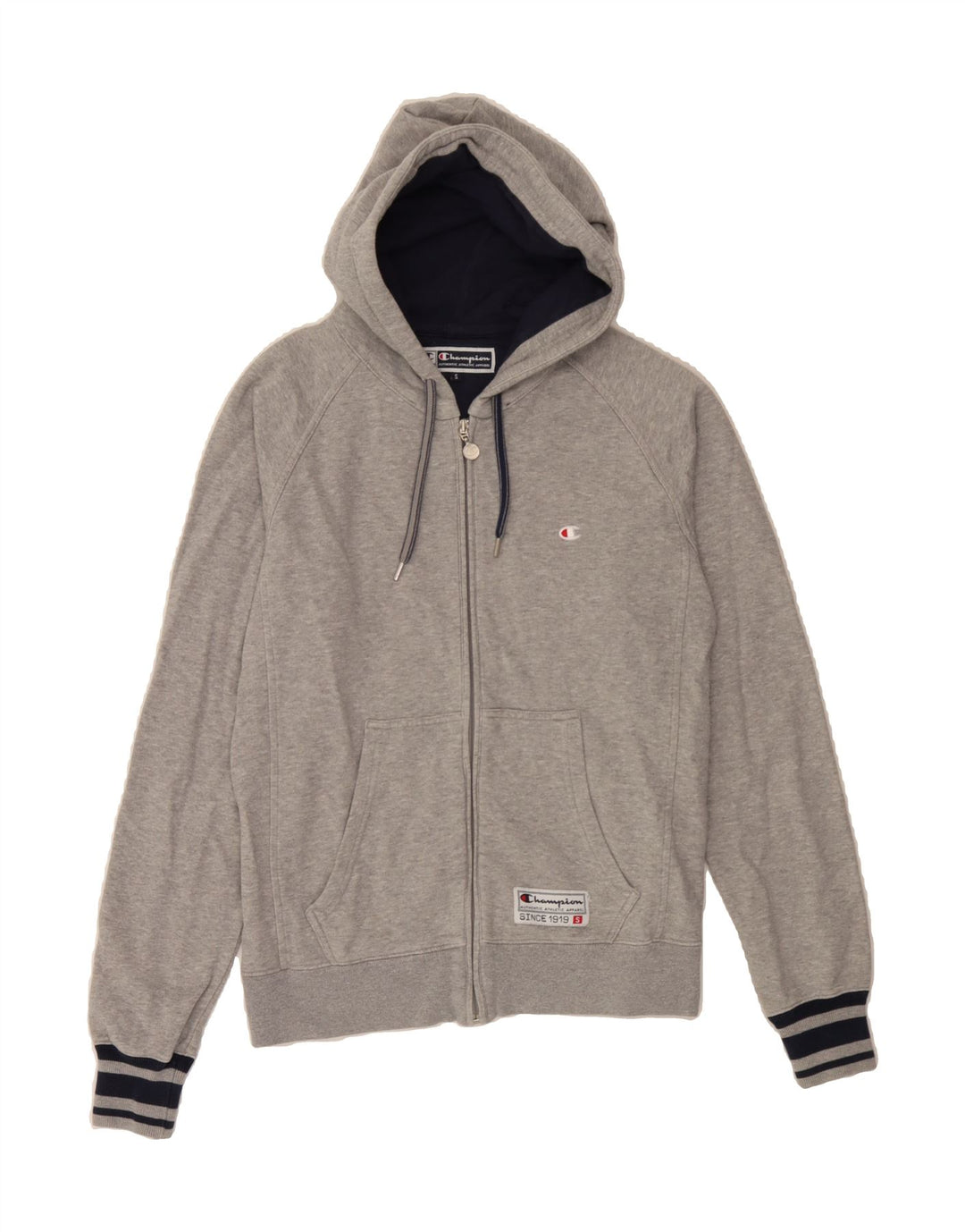 CHAMPION Mens Zip Hoodie Sweater Small Grey Cotton Vintage Champion and Second-Hand Champion from Messina Hembry 