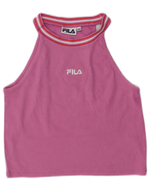Fila Girls Crop Halter Top 13-14 Years Pink Cotton
