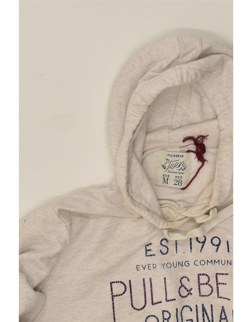 PULL & BEAR Womens Loose Fit Graphic Hoodie Jumper UK 14 Medium Grey | Vintage Pull & Bear | Thrift | Second-Hand Pull & Bear | Used Clothing | Messina Hembry 