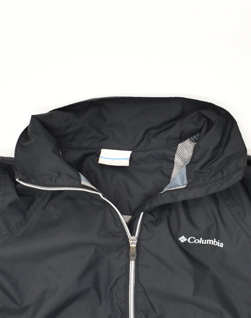 COLUMBIA Womens Hooded Rain Jacket UK 14 Medium Navy Blue Nylon | Vintage Columbia | Thrift | Second-Hand Columbia | Used Clothing | Messina Hembry 