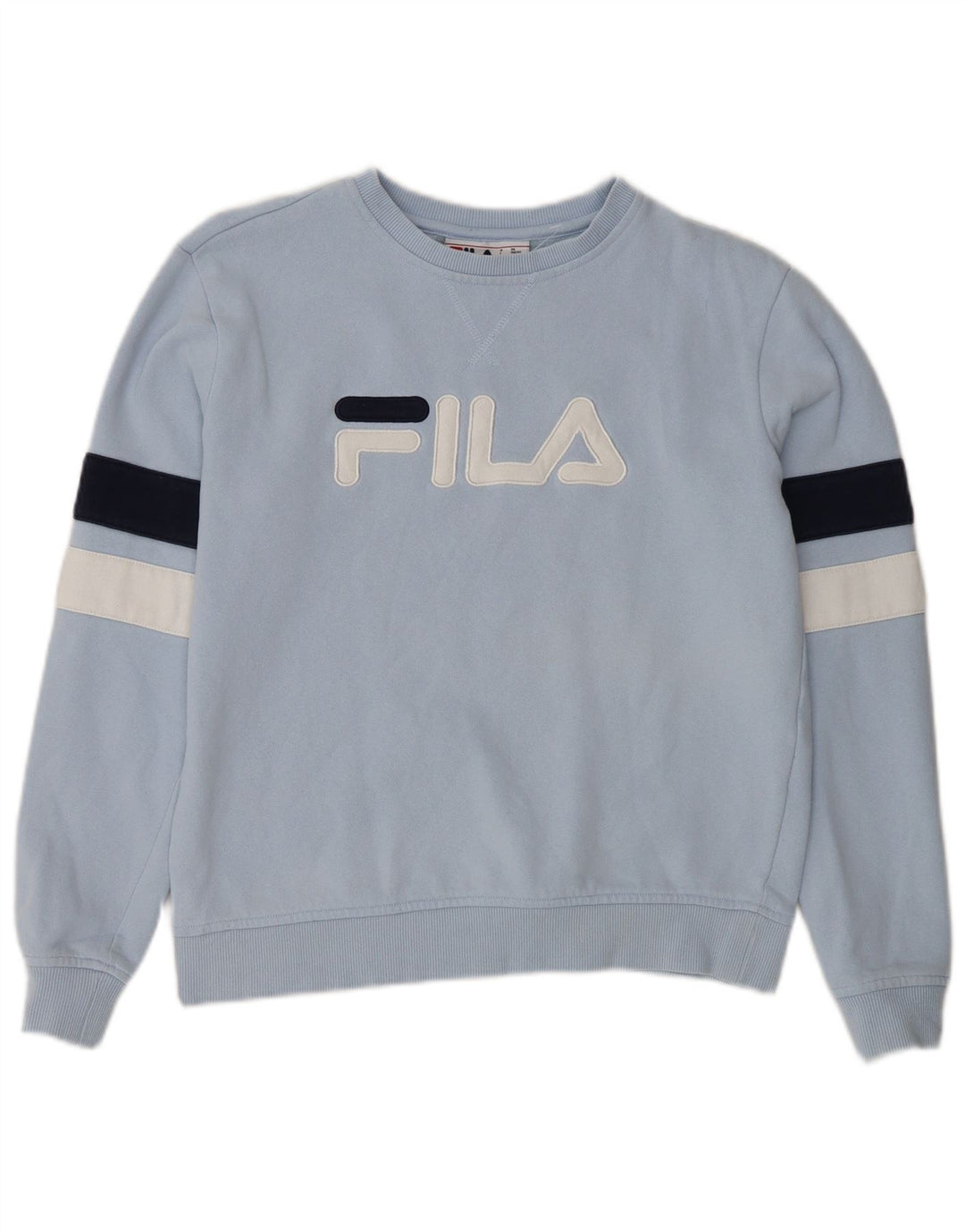 FILA Womens Oversized Sweatshirt Jumper UK 10 Small Blue Colourblock