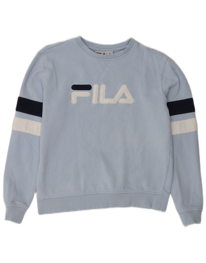 FILA Womens Oversized Sweatshirt Jumper UK 10 Small Blue Colourblock