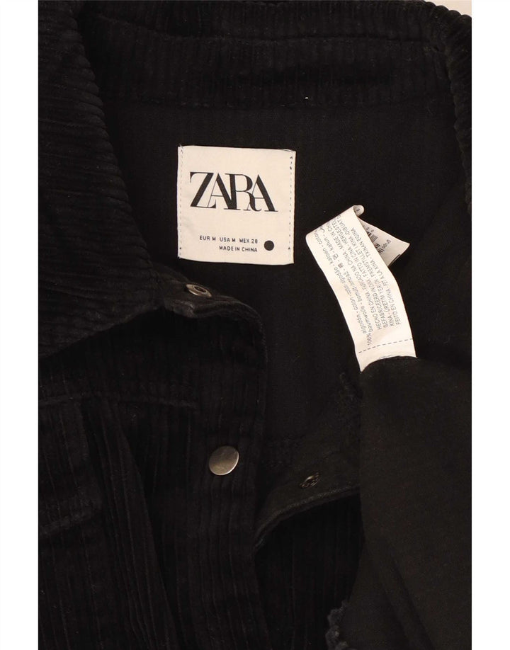 Zara Womens Oversized Corduroy Jacket UK 14 Medium Black Cotton