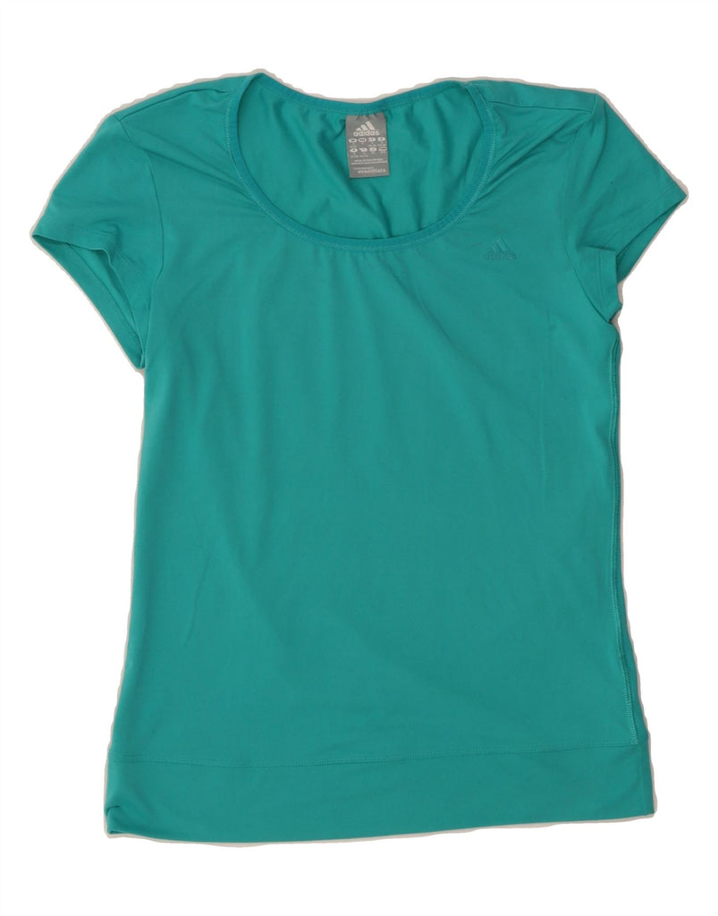 ADIDAS Womens T-Shirt Top UK 8/10 Small Turquoise Cotton Vintage Adidas and Second-Hand Adidas from Messina Hembry 