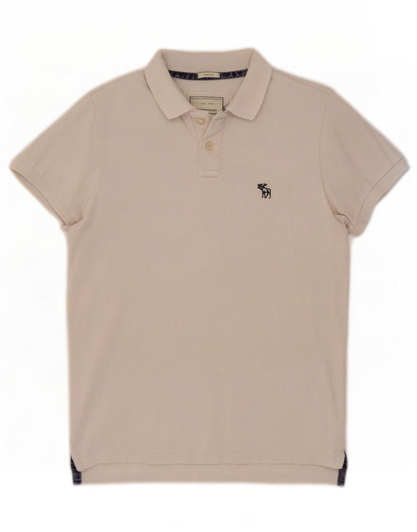 Abercrombie & Fitch Mens Muscle Polo Shirt Small White Cotton