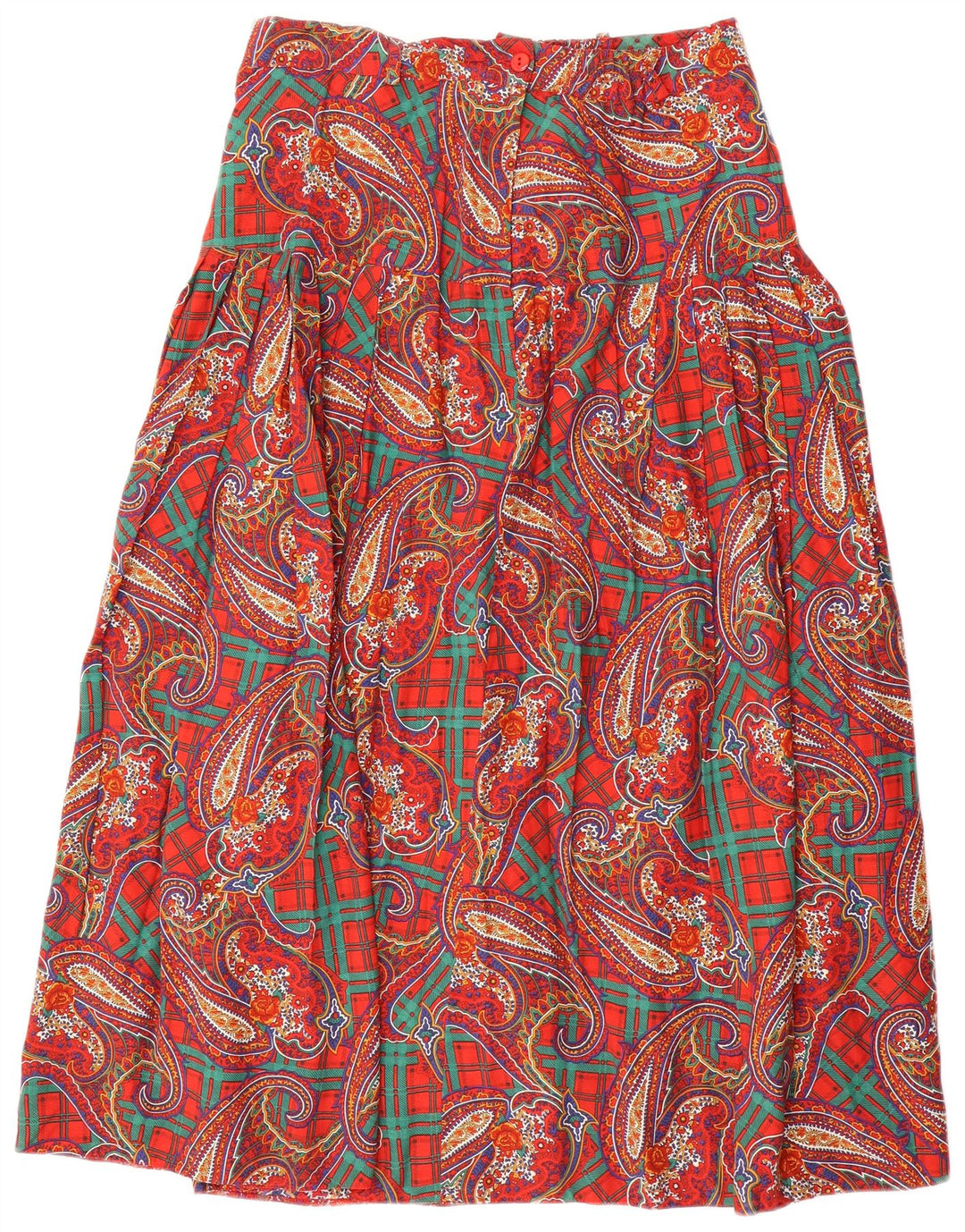 LIBRA Womens High Waist A-Line Skirt UK 14 Large W32 Red Paisley